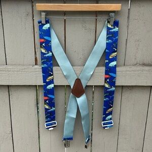 NWOT Men's Heavy Duty Suspenders Gone Fishin' Adjustable up to 48" 1.5" Wide
